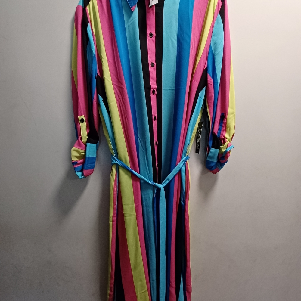 COLORFUL SHIRT DRESS WITH BELT